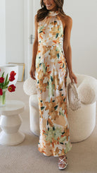 Mason | Women’s Floral Maxi Dress – Silky Halter Neck, Elegant Summer Style - Mason Luxor