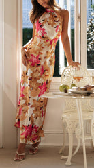 Mason | Women’s Floral Maxi Dress – Silky Halter Neck, Elegant Summer Style - Mason Luxor