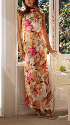 Mason | Women’s Floral Maxi Dress – Silky Halter Neck, Elegant Summer Style - Mason Luxor