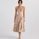 Mason | Women Midi Dress Soft Pastel Garden Party Dress – Elegant Floral Print - Mason Luxor Men Fashion