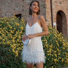 Mason | Women’s Fringe Cocktail Dress – Feather Trim - Mason Luxor