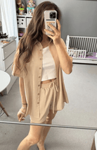 Mason | Short linen set for women short - sleeved top shorts 2 - piece summer set - Mason Luxor