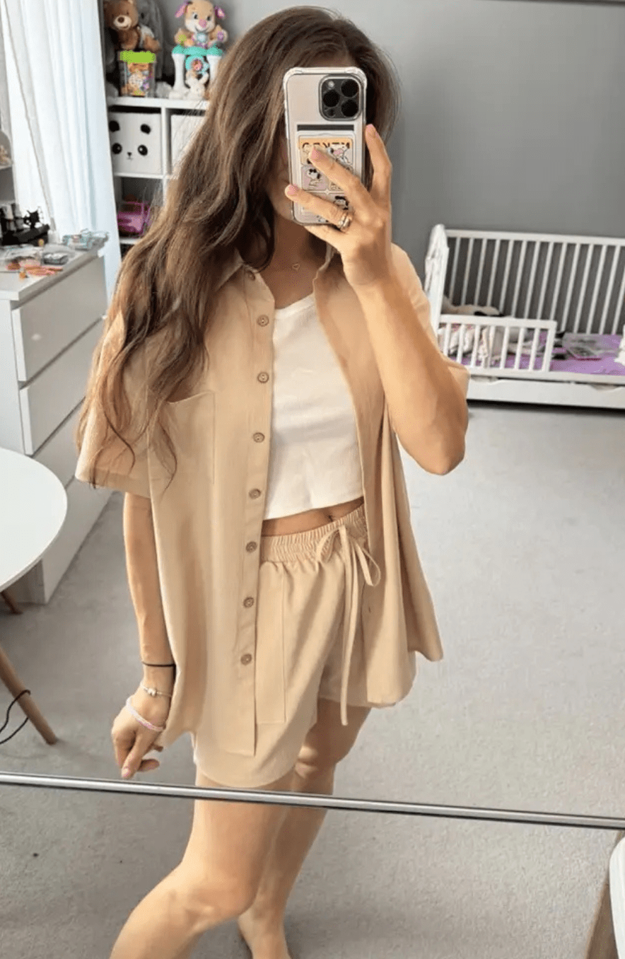 Mason | Short linen set for women short - sleeved top shorts 2 - piece summer set - Mason Luxor