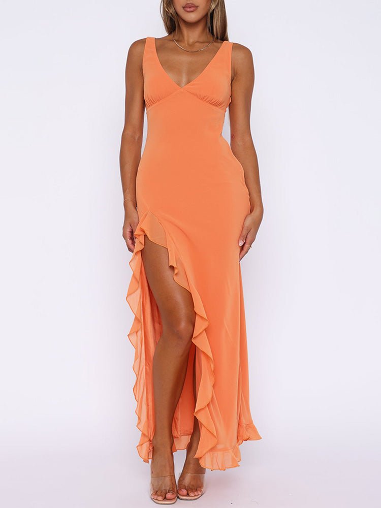 Mason | Women's Maxi Dress - Ethereal Chiffon Ruffle Dress - Mason Luxor