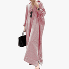 Mason | Women's Oversized Striped Cotton Kaftan Dress – Long Sleeve V - Neck Maxi - Mason Luxor