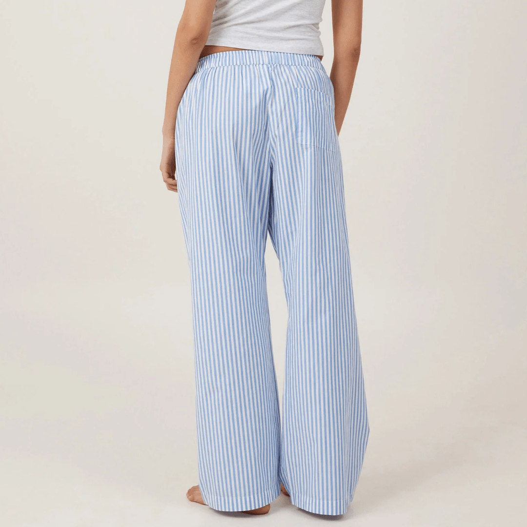 Mason | Women’s Summer Wide Leg Trousers – Elastic Waist Baggy Striped/Plaid - Mason Luxor Men Fashion