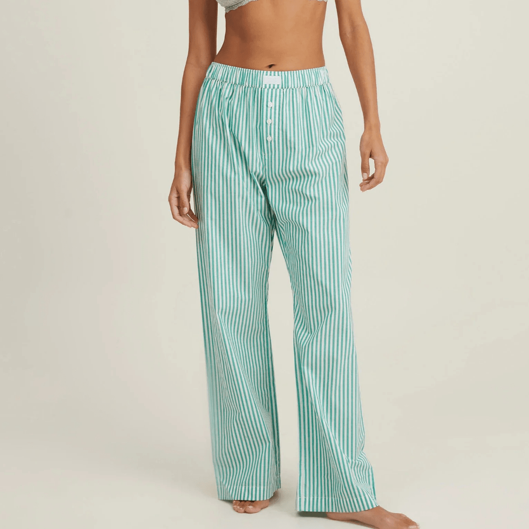 Mason | Women’s Summer Wide Leg Trousers – Elastic Waist Baggy Striped/Plaid - Mason Luxor Men Fashion