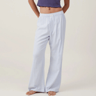 Mason | Women’s Summer Wide Leg Trousers – Elastic Waist Baggy Striped/Plaid - Mason Luxor Men Fashion