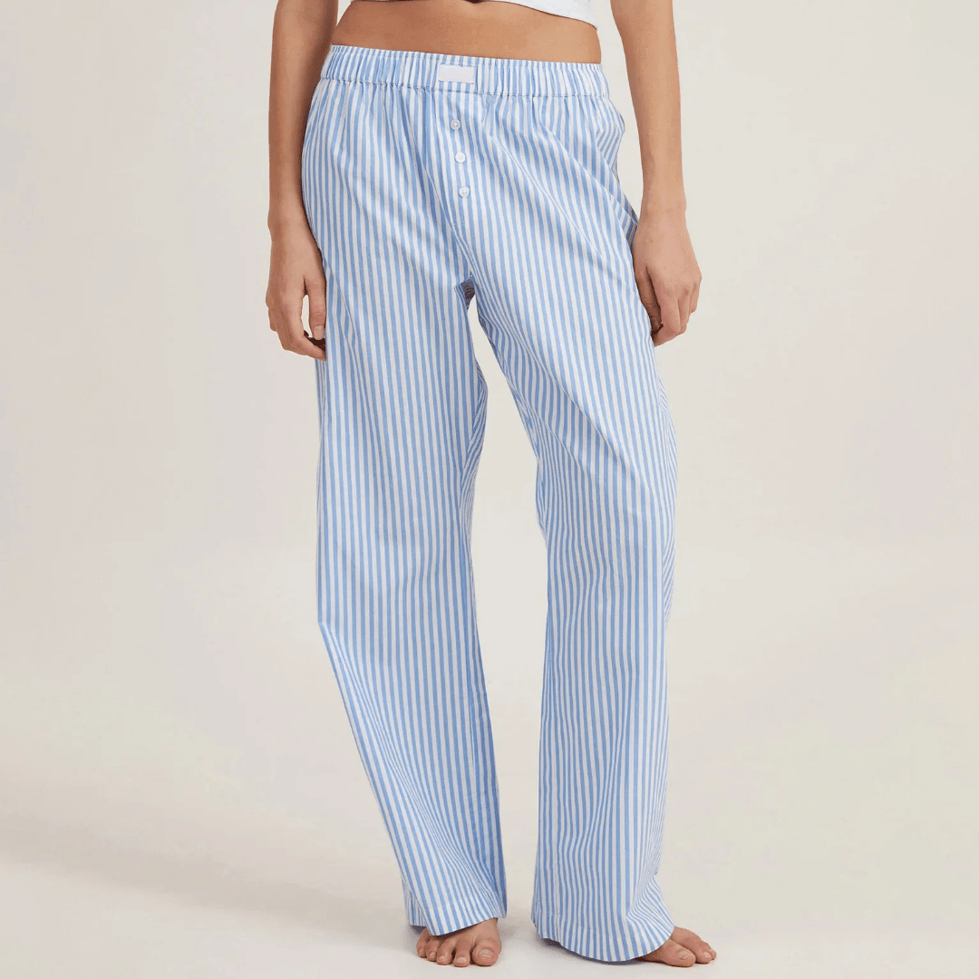 Mason | Women’s Summer Wide Leg Trousers – Elastic Waist Baggy Striped/Plaid - Mason Luxor Men Fashion