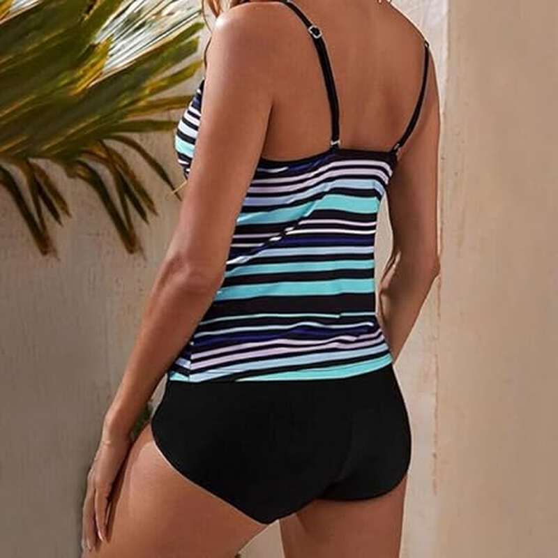 Mason | Women’s Two Piece Swimwear Gradient Color Tankini Set Top with Shorts - Mason Luxor Men Fashion