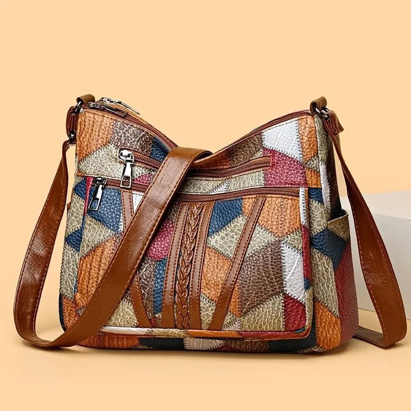 Mason | Vegan Leather Shoulder Bag | Trendy Everyday Handbag for Women - Colourful Patchwork - Mason Luxor Men Fashion