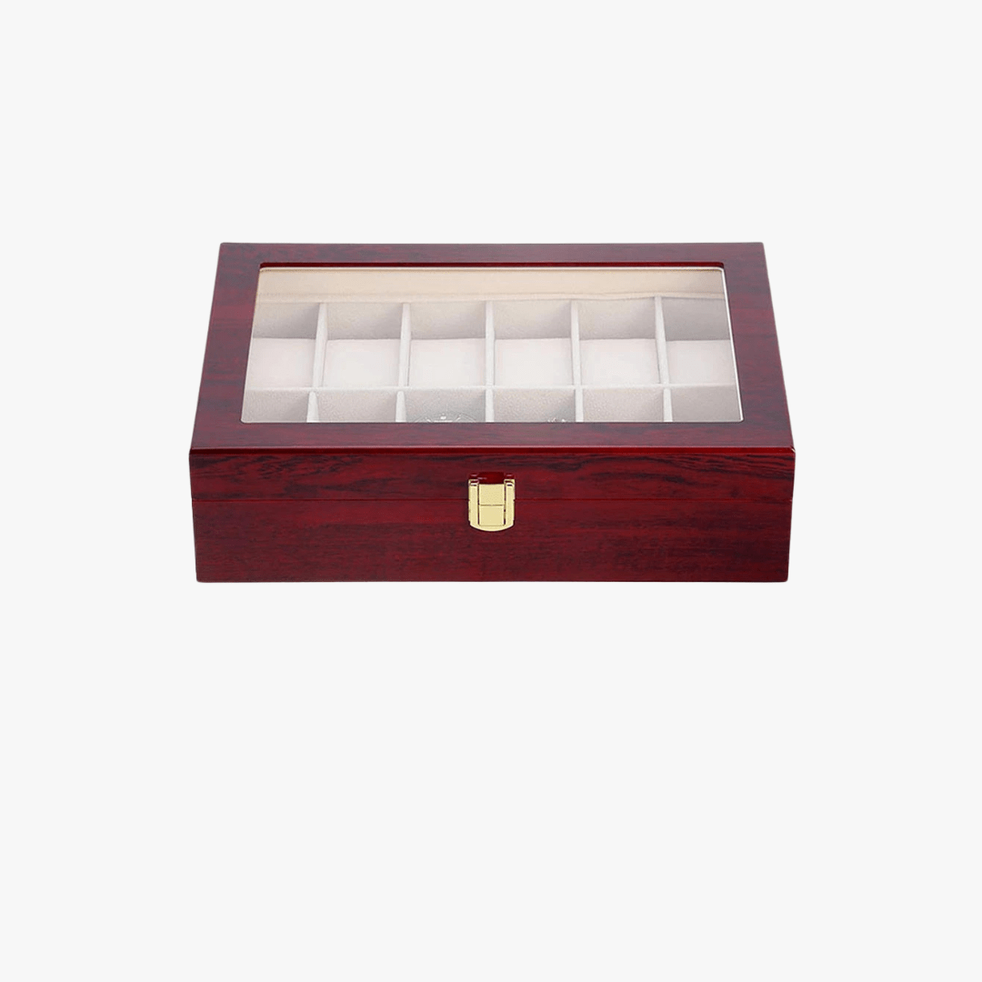 Mason | Wooden Watch Display Box – Glass Lid Organizer (1–12 Slots) - Mason Luxor Men Fashion