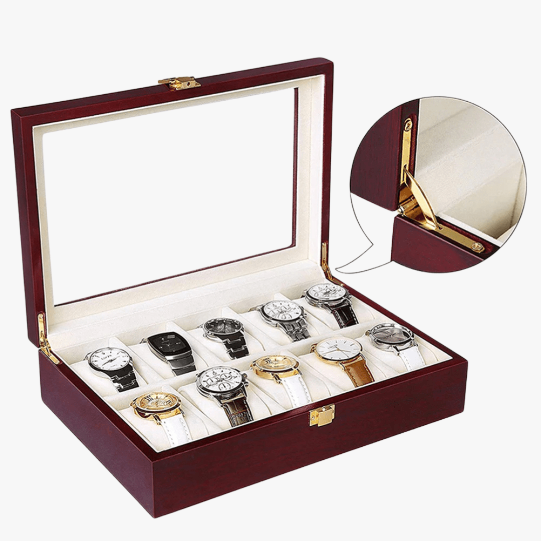 Mason | Wooden Watch Display Box – Glass Lid Organizer (1–12 Slots) - Mason Luxor Men Fashion