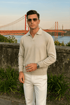 Men’s Knitted Long Sleeve Polo Shirt – Soft Casual Autumn Sweater - Mason Luxor