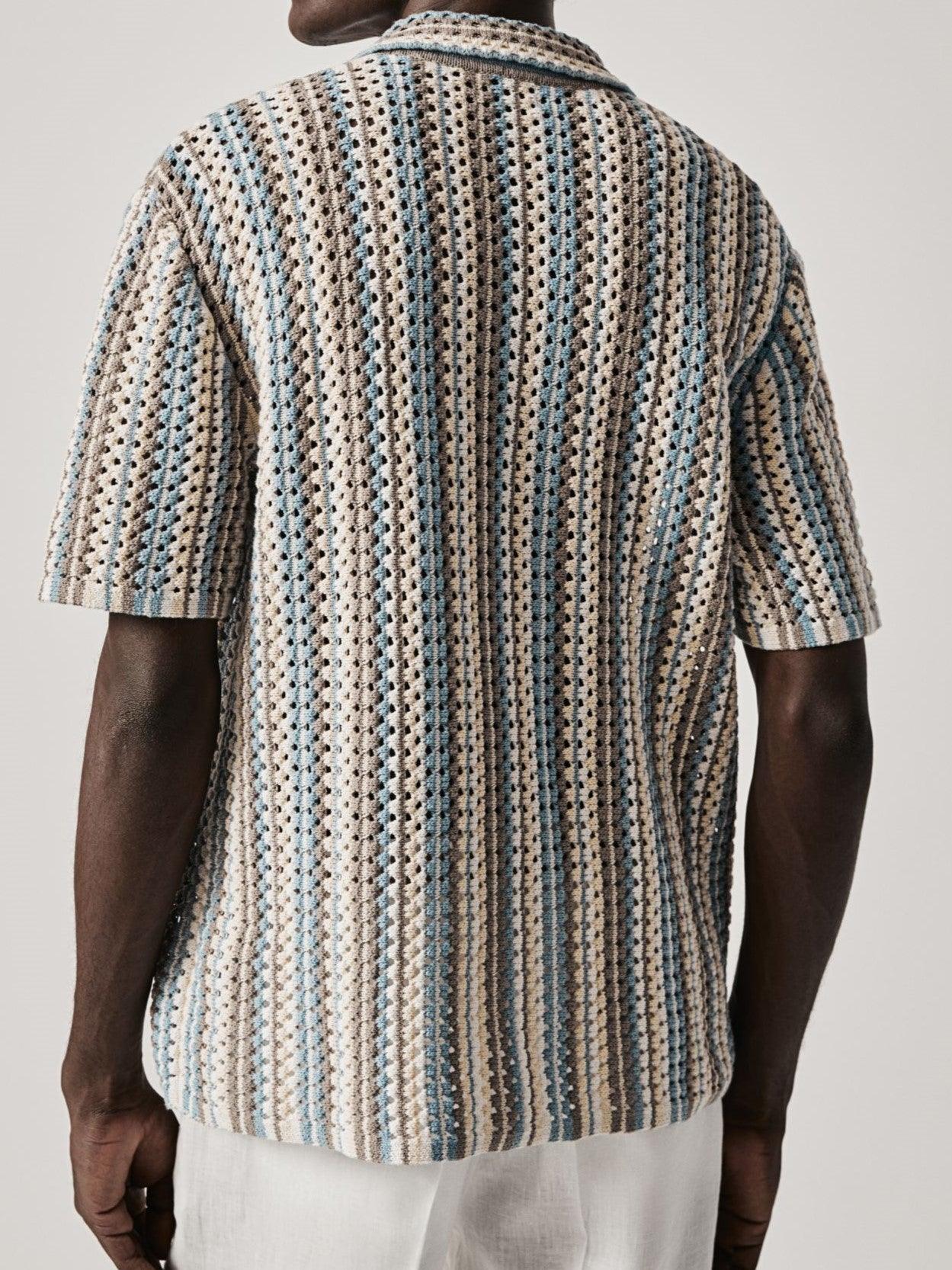 Retro Knit Polo Shirt for Men – Cotton Perforated Summer Top with Johnny Collar - Mason Luxor