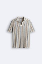 Retro Knit Polo Shirt for Men – Cotton Perforated Summer Top with Johnny Collar - Mason Luxor