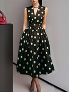 Mason | Polka Dot Ascot Dress – Vintage Wrap Midi Style - Mason Luxor