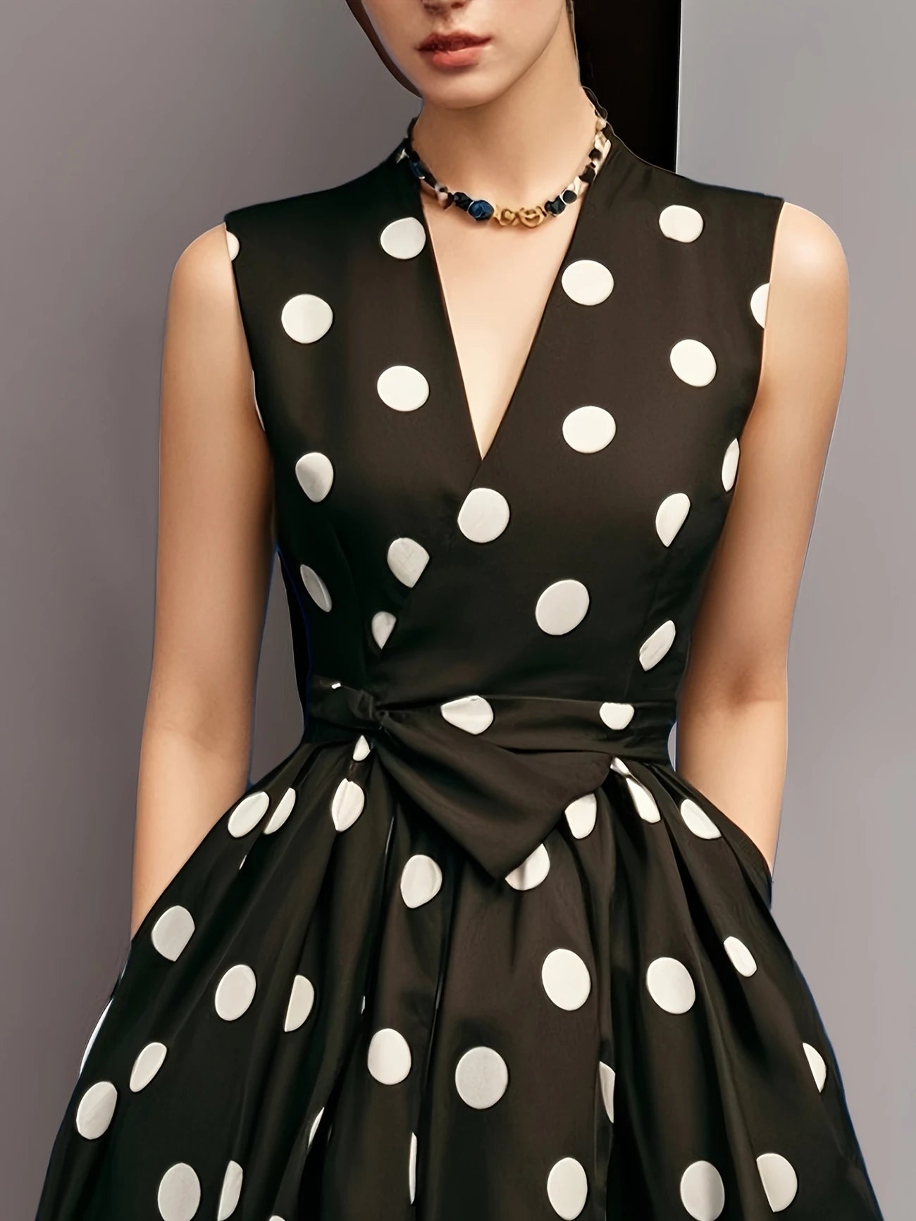 Vivara | Polka Dot A - Line Midi Dress – Vintage Elegance - Mason Luxor