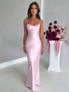 Aria | Classic Satin Dress with Open Back Elegance - Mason Luxor