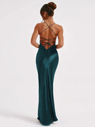 Aria | Classic Satin Dress with Open Back Elegance - Mason Luxor