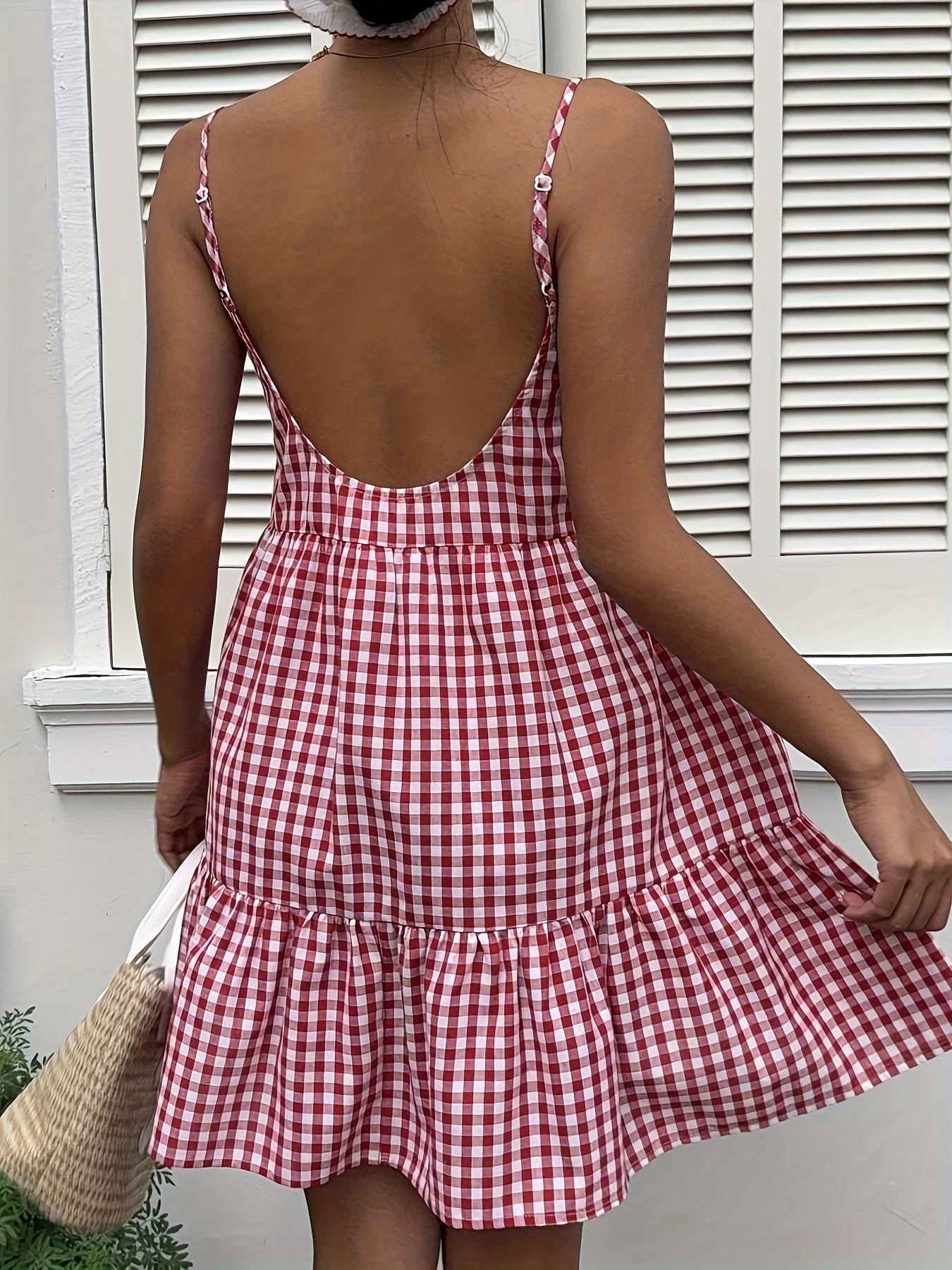 Arlena | Ruffle Mini Pinafore Dress – Picnic Plaid Charm - Mason Luxor