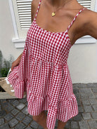 Arlena | Ruffle Mini Pinafore Dress – Picnic Plaid Charm - Mason Luxor