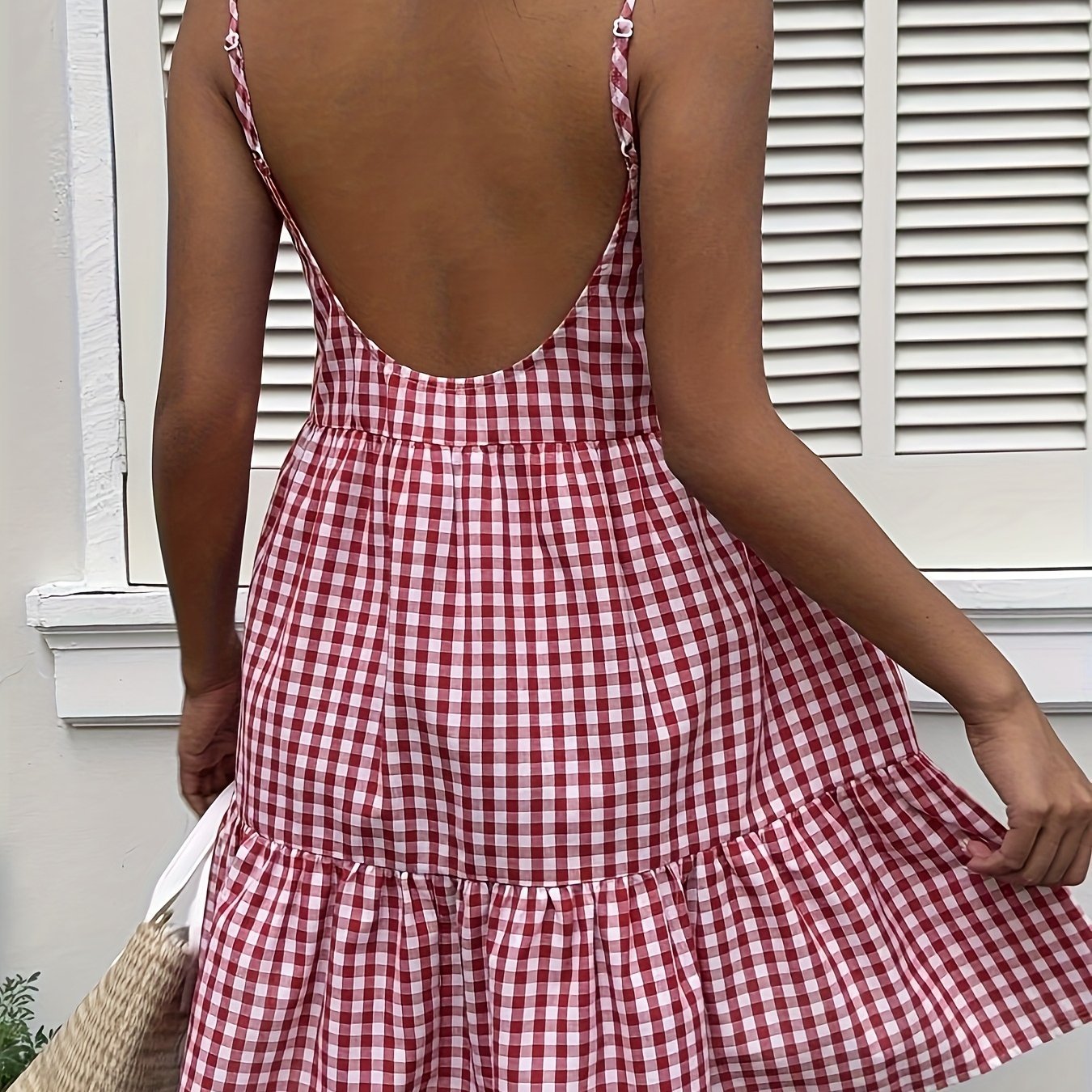 Arlena | Ruffle Mini Pinafore Dress – Picnic Plaid Charm - Mason Luxor