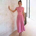 Arletta | Elegant Pleated Cut - Out Maxi Dress - Mason Luxor
