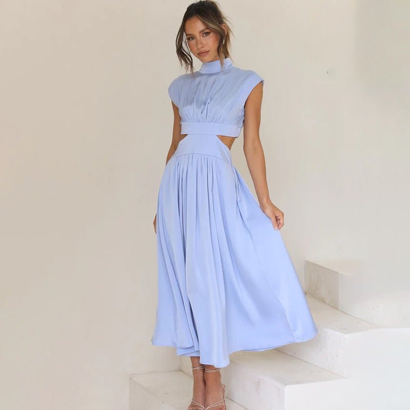 Arletta | Elegant Pleated Cut - Out Maxi Dress - Mason Luxor