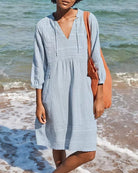 Aurelle | Women’s Beach Dress – V - Neck & 3/4 Sleeve Lightweight Fit - Mason Luxor