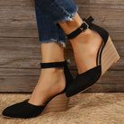 Avelle | Suede Wedge Heels – Closed Toe & Ankle Strap - Mason Luxor
