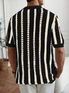 Avero | Knit Striped Polo Shirt – Lightweight Hollow Style - Mason Luxor