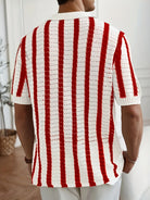 Avero | Knit Striped Polo Shirt – Lightweight Hollow Style - Mason Luxor