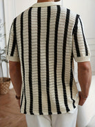 Avero | Knit Striped Polo Shirt – Lightweight Hollow Style - Mason Luxor