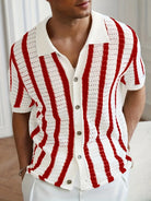 Avero | Knit Striped Polo Shirt – Lightweight Hollow Style - Mason Luxor