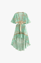 Azara | Boho High - Low Dress – Ruffle Floral V - Neck - Mason Luxor