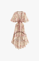 Azara | Boho High - Low Dress – Ruffle Floral V - Neck - Mason Luxor