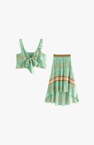 Azara | Boho High - Low Dress – Ruffle Floral V - Neck - Mason Luxor