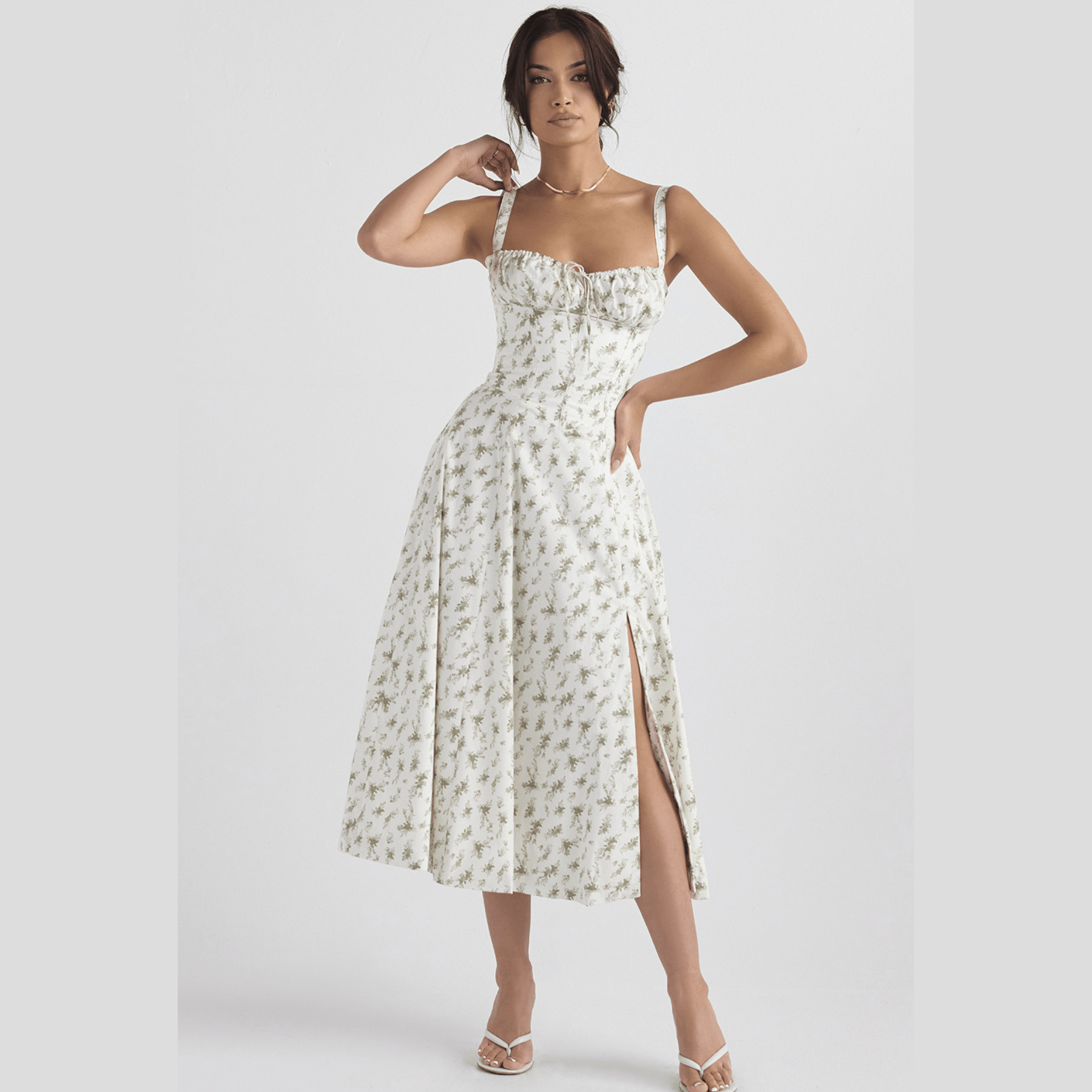 Corset Midi Sundress – Floral Summer Dress for Women - Mason Luxor