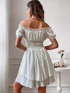 Elodie | Ruffle Mini Dress – Elegant Off Shoulder Fit - Mason Luxor