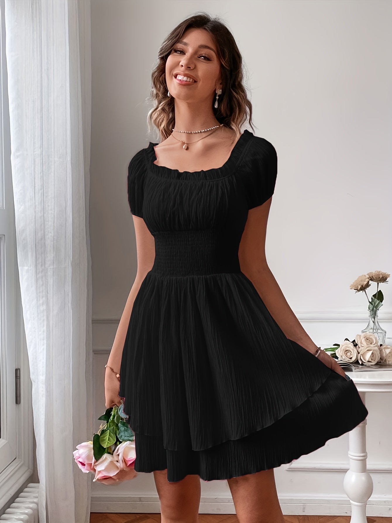 Elodie | Ruffle Mini Dress – Elegant Off Shoulder Fit - Mason Luxor