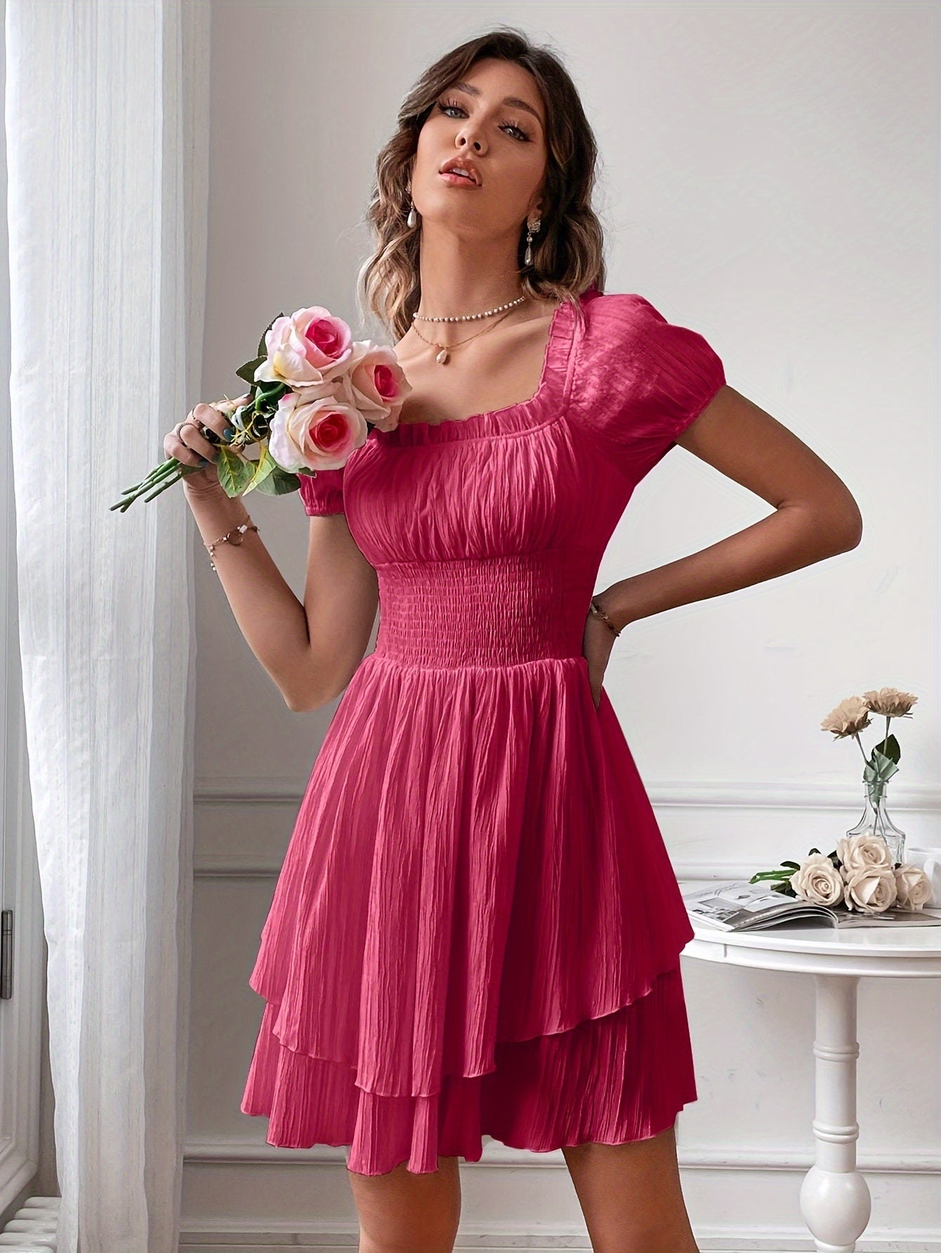 Elodie | Ruffle Mini Dress – Elegant Off Shoulder Fit - Mason Luxor