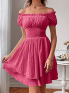 Elodie | Ruffle Mini Dress – Elegant Off Shoulder Fit - Mason Luxor