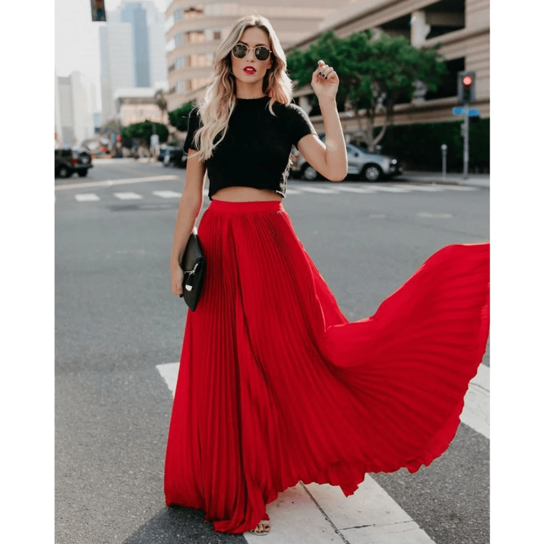 Elowen | Flowy Pleated Long Skirt for Chic Days - Mason Luxor
