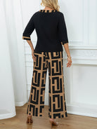 Geo Print Co Ord Set – Black Wide - Leg Two - Piece - Mason Luxor