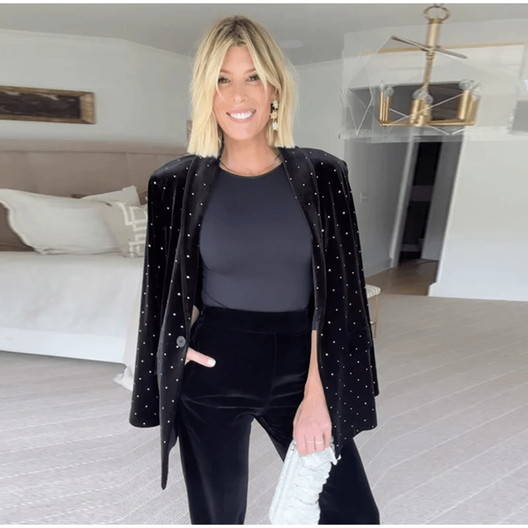 Mason | Black Velvet Blazer with Rhinestone Studs – Elegant Party Jacket - Mason Luxor Men Fashion
