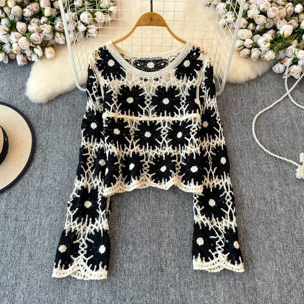 Mason | Boho Crochet Long Sleeve Top – Retro Handmade Aesthetic - Mason Luxor Men Fashion
