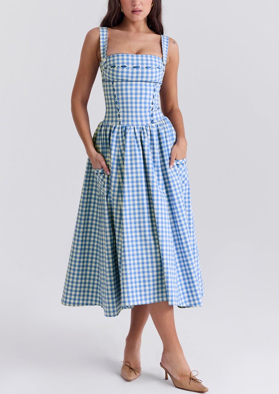 Mason | Chic & Timeless – The Gingham Midi Sundress You’ll Wear On - Mason Luxor
