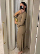 Mason | Elegant Buttoned Knit Dress Long Sleeve – Slim Fit Maxi Style - Mason Luxor