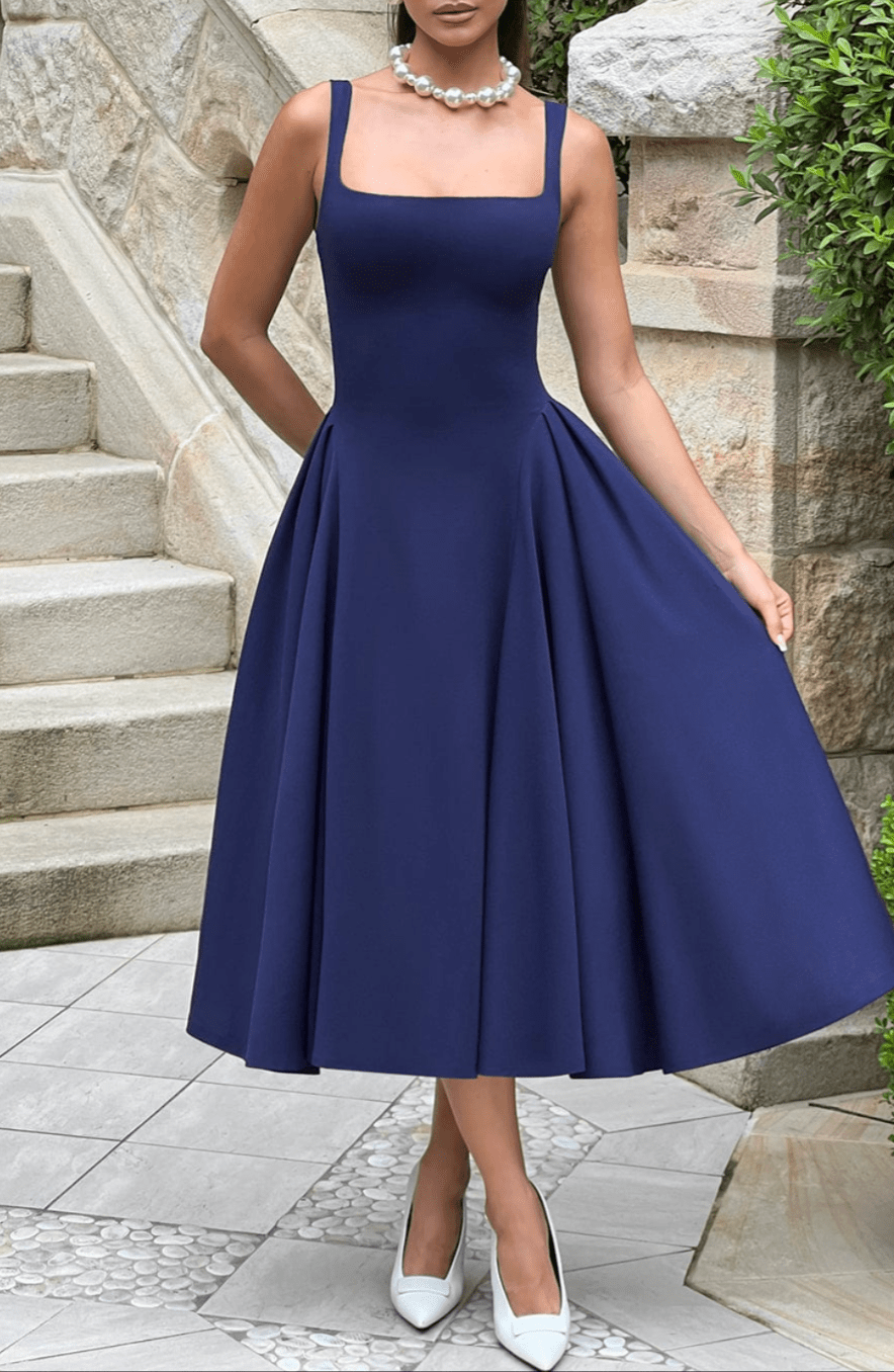 Mason | Elegant Midi Dress with Square Neckline - Mason Luxor